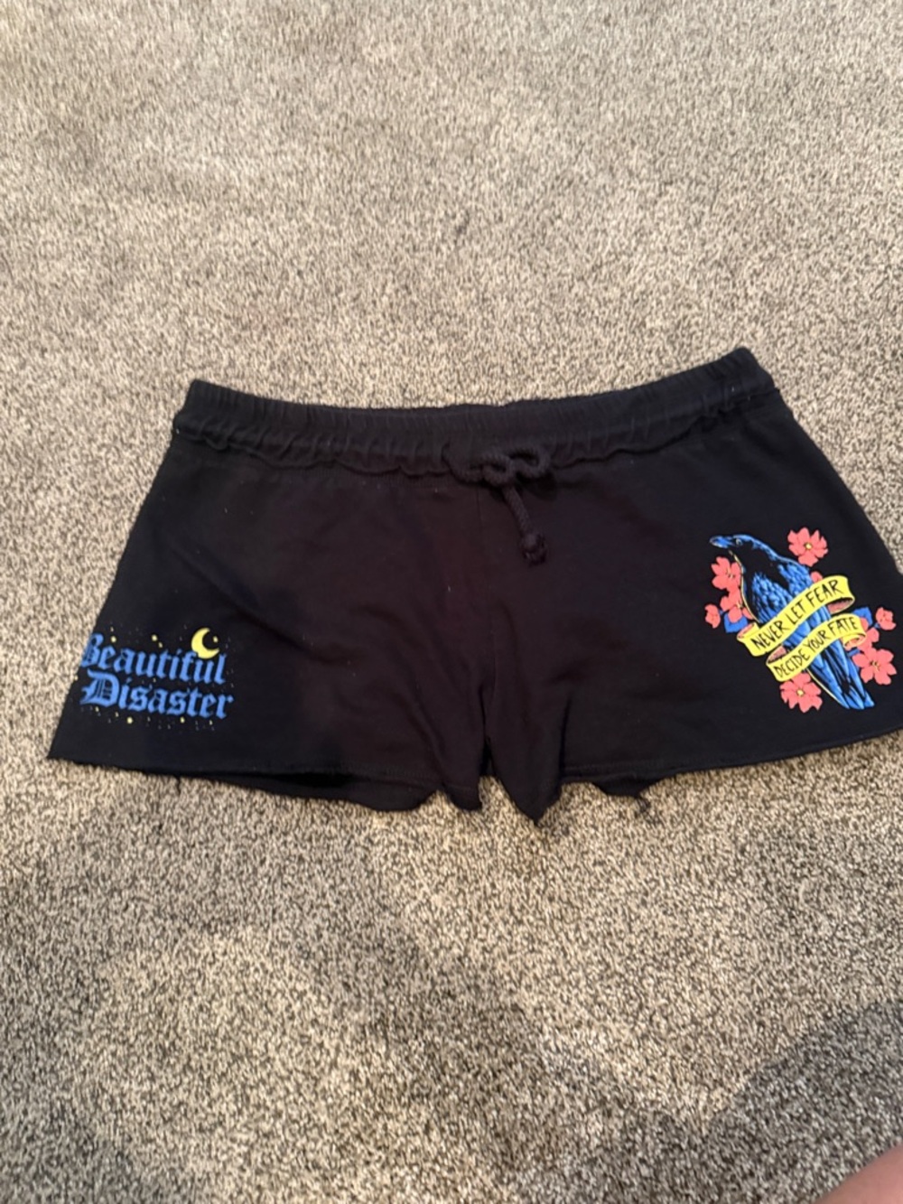Black Women's Athletic Shorts with Parrot Graphic
